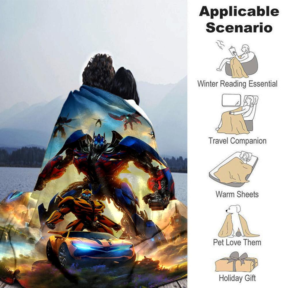 Transformers Cyberverse Adventure Flannel Blanket Super Soft Warm Cozy Blanket For Sofa Bed Office Travel Allseason Home Decor Gift