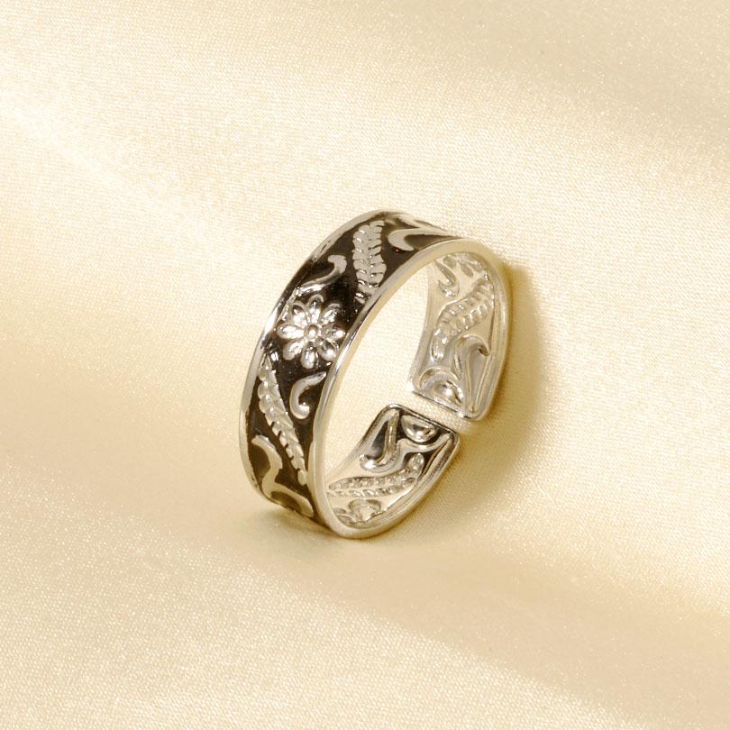 Different Style Silver Color Ring Black Oil Drop Open Adjustable Stainless Steel Rings For Women Men Accessories Enamel Jewelry