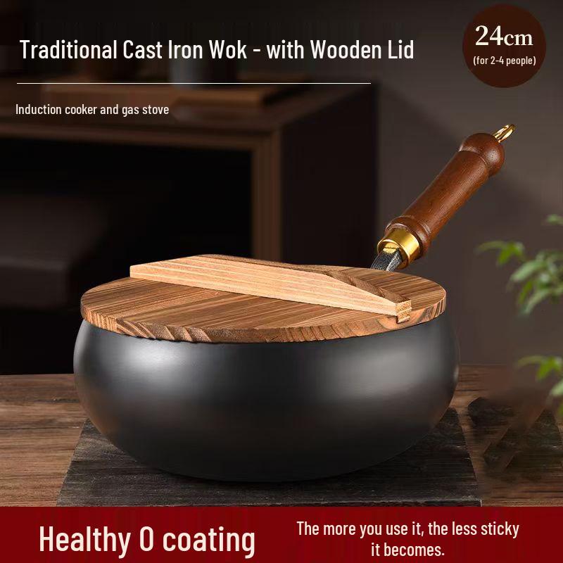 SPUCR Supugu Antihaft-Großer Bauch-Eisenkochtopf & Wok für Induktionsherde