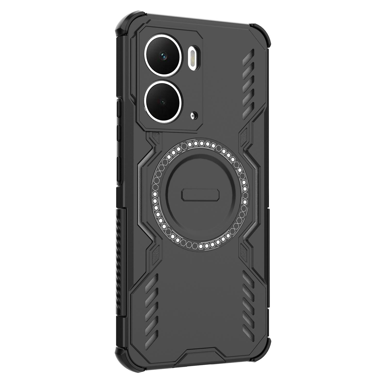 

For Realme P3 5G/Neo7x 5G Magnetic Case Butterfly Armor Hollow Heat Dissipation PC+TPU Phone Cover Black