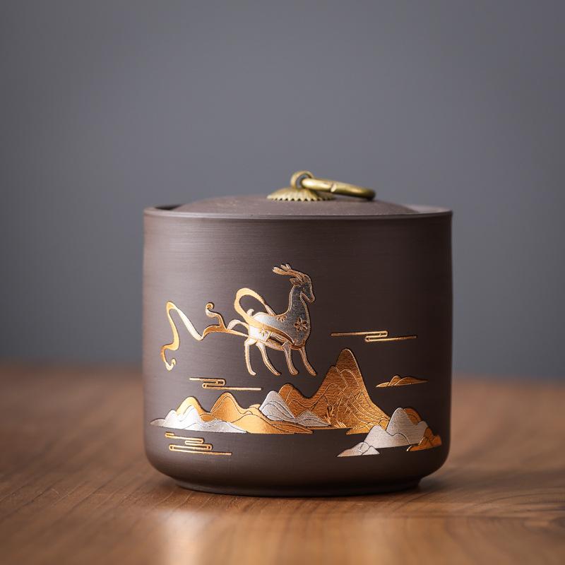 Złota Rybka Jeleń Ceramiczny Pojemnik do Przechowywania Zwierzę Porcelanowe Hermetyczne Puszki Gospodarstwo Domowe Odporne na Wilgoć Puszki na Herbatę Pojemnik do Przechowywania Żywności Prezent