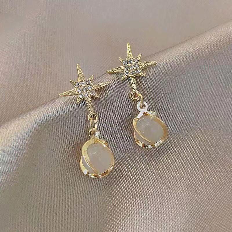 

Восьмиконечная звезда циркон кристалл опал серьги-капли для женщин винтажный сплав ухо свадебные украшения