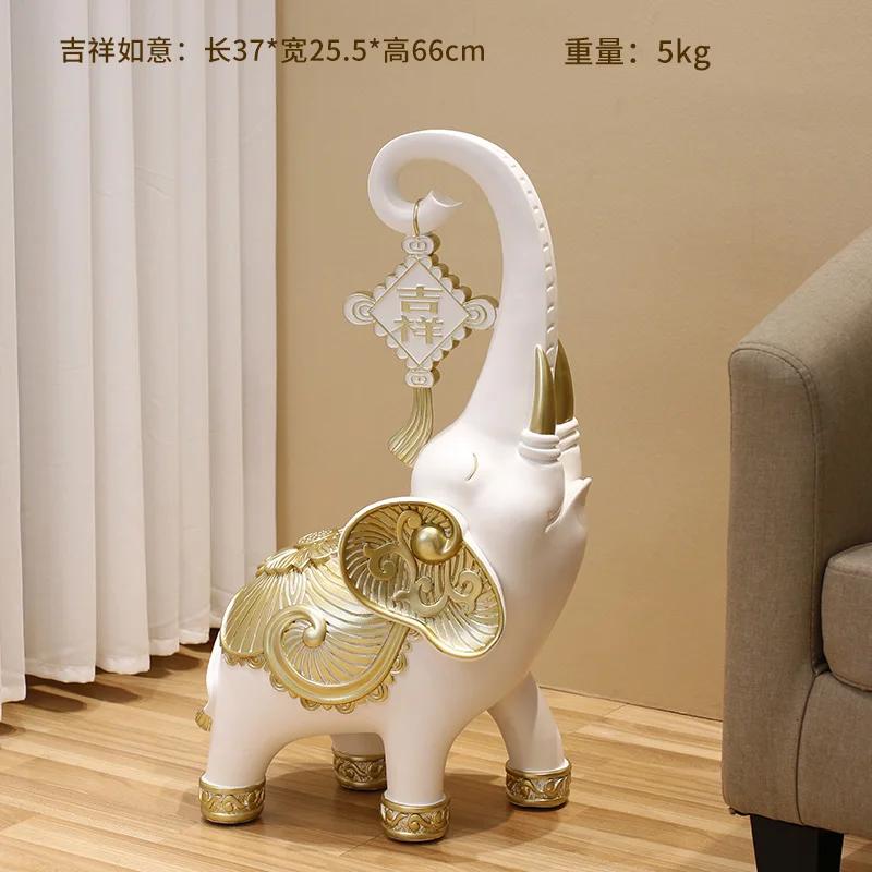 Home Dector Elephant Statue Floor Storage Housewarming Gifts Living Room Home Side Decoration TV Cabinet Tea Table LargeOrnament