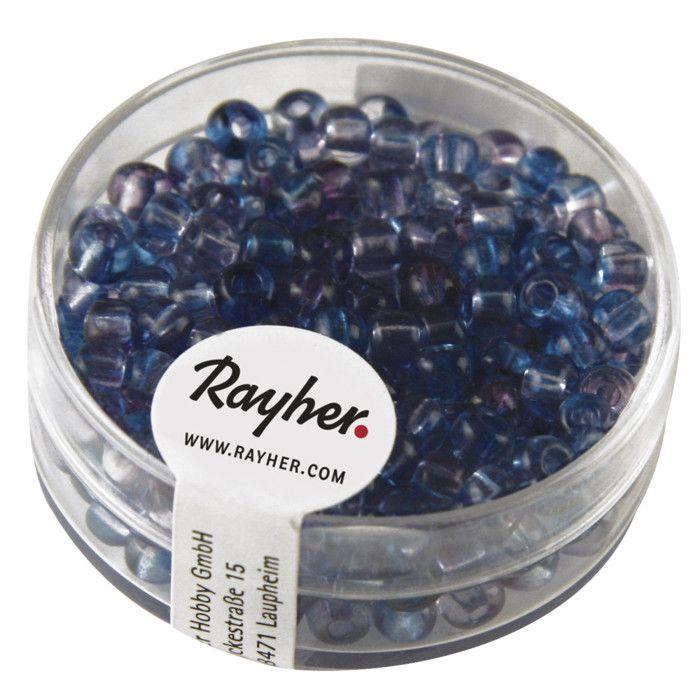 Rocailles - RAYHER - Two Tone - 4 mm - Bleu - Violet - Boîte 17 g