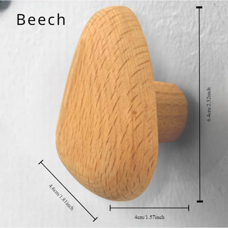 

Scandinavian Solid Wood Handle Clothes Hook Coat Hook Wall-Mounted Hook Punch-Free Door Hanging Clothes Hanger Pebble Cabinet Door