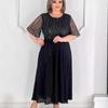 2025 Trendy Plus Size Women's Mesh Lining Dress with Five Sleeves