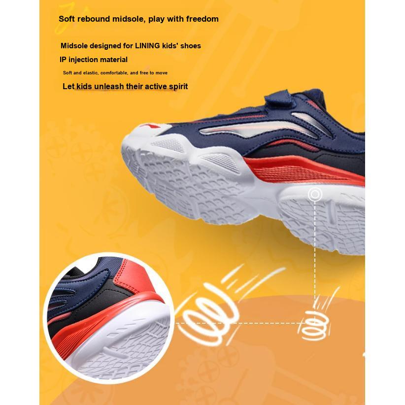 Li Ning Kids Aurora Skywalker Sports Trend Low-Top Casual Shoes Kids Sneaker Red Blue YKCQ274-19