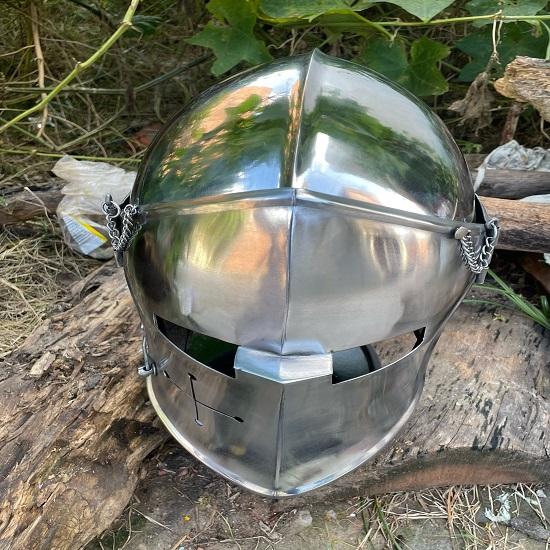 Barbute  Helmet  Knight Wearable Helmet, for Roleplaying Games, Steel Helmet with Lining and Chin Strap