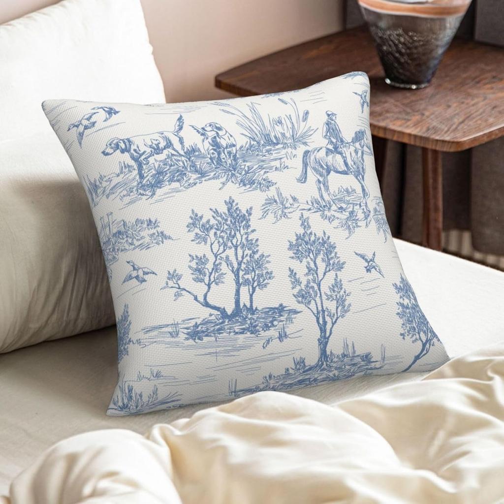 Blau-Weiße Toile Kissenbezüge Vintage Französische Landhaus-Zierkissenbezüge Rustikale Kissenbezug-Dekoration Für Zuhause Sofa