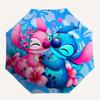 Disney Stitch,Lilo,Floral Manual Opening and Closing Umbrella, 8-Rib Reinforced Folding Design, Lightweight