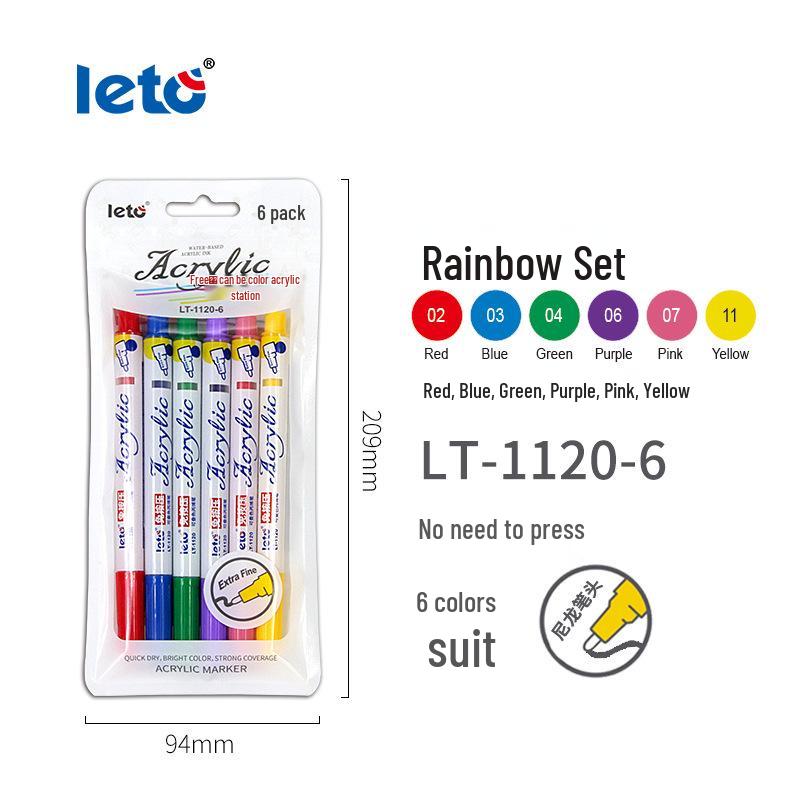

Letu Soft Tip Acrylic Marker Pens - Waterproof, Opaque, Colored for Students