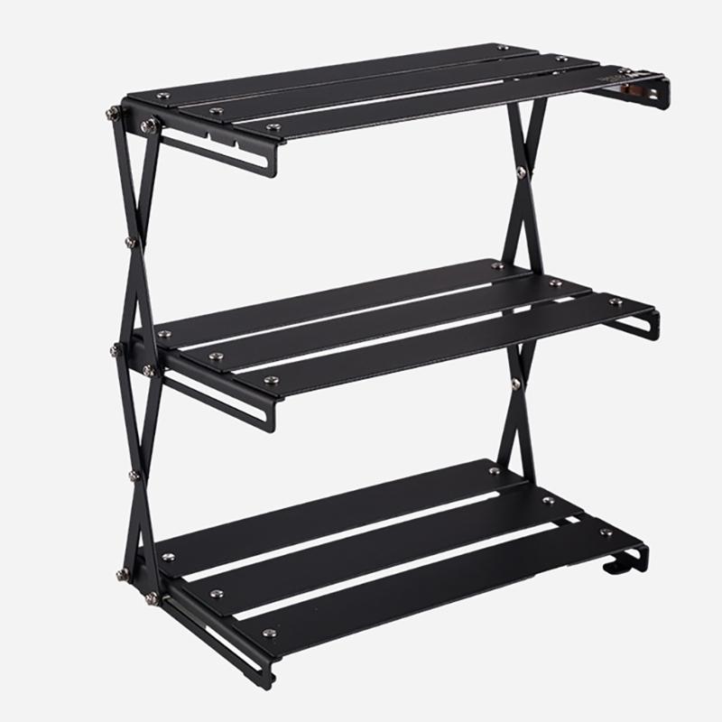 Desktop Storage Rack Camping Storage Rack Storage Display Rack Folding Metal Aluminum Alloy Storage Rack Folding Shelf