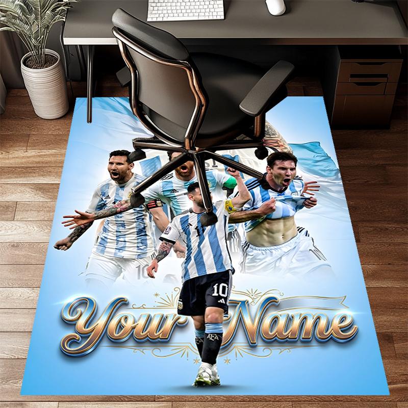 M-Messi Design Area Rug Personalized Name- Non-Slip, Soft & Cozy Floor Mat for Living Room, Office - Indoor/Outdoor Carpet