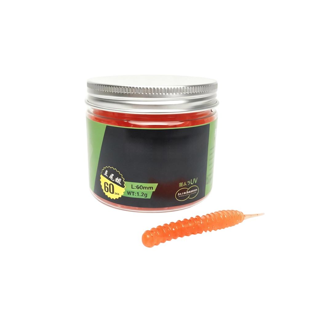 Sinking Soft Plastic Worm with Screw Tail Scented for and Fishing 60mm 1.2g