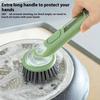 Creative Kitchen Pan Brush Non-Slip Press To Dispense Automatic Liquid Dishwashing Brush Long Handle Press Cleaner
