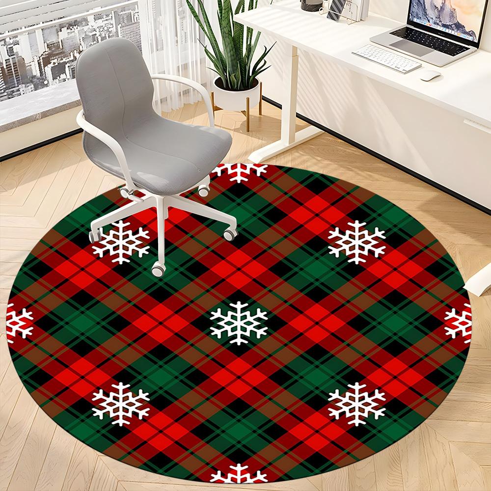 1pc Christmas Snowflake Pattern Carpet for Office Non-Slip, Round Carpet, Soft & Comfortable, Carpet for Office, Round Floor Mat yy251225148