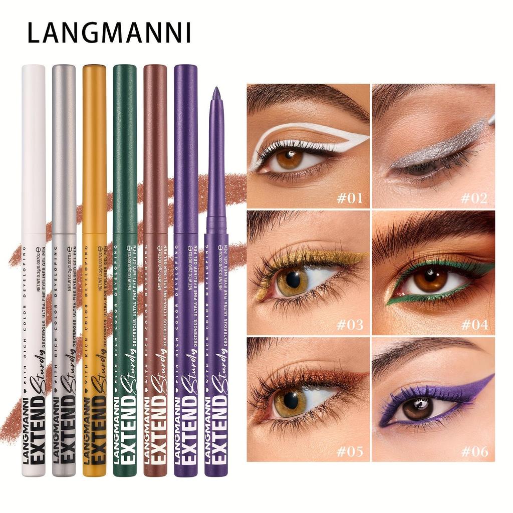 Matte Glitter Waterproof Eyeliner Pencil with Concealer Pen - Fast Dry, Long Lasting, Smooth Application In Blue, Brown, and More