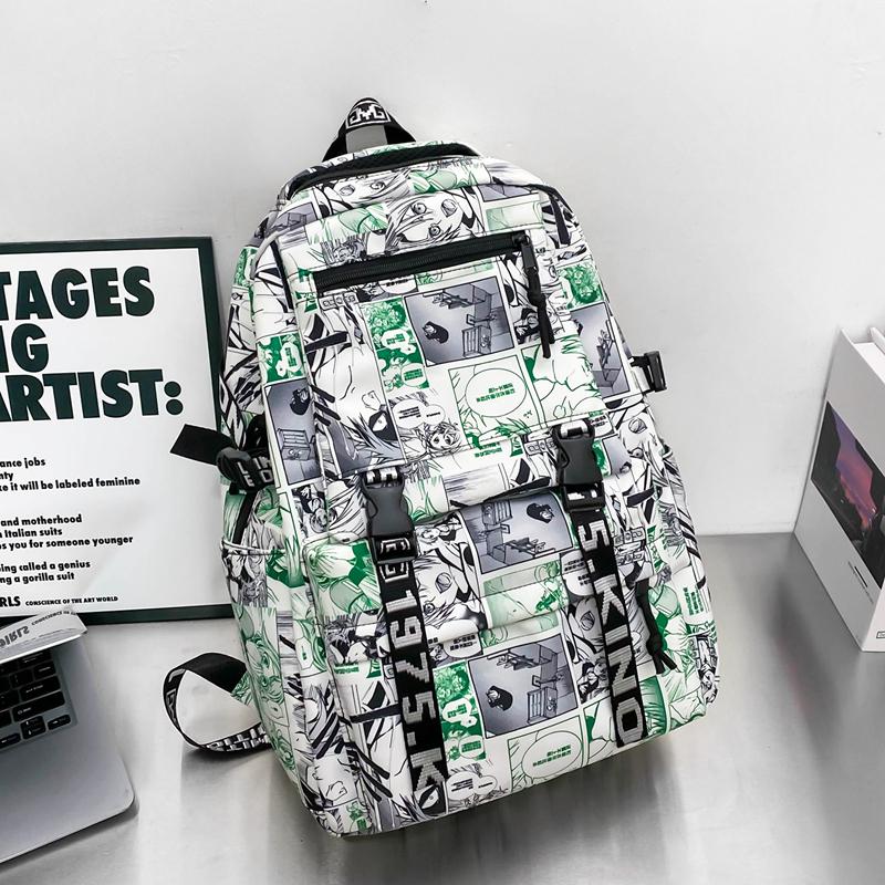 Student Skolesekk Herre Graffiti Trykk Ryggsekk Dame Stor Kapasitet Ryggsekk