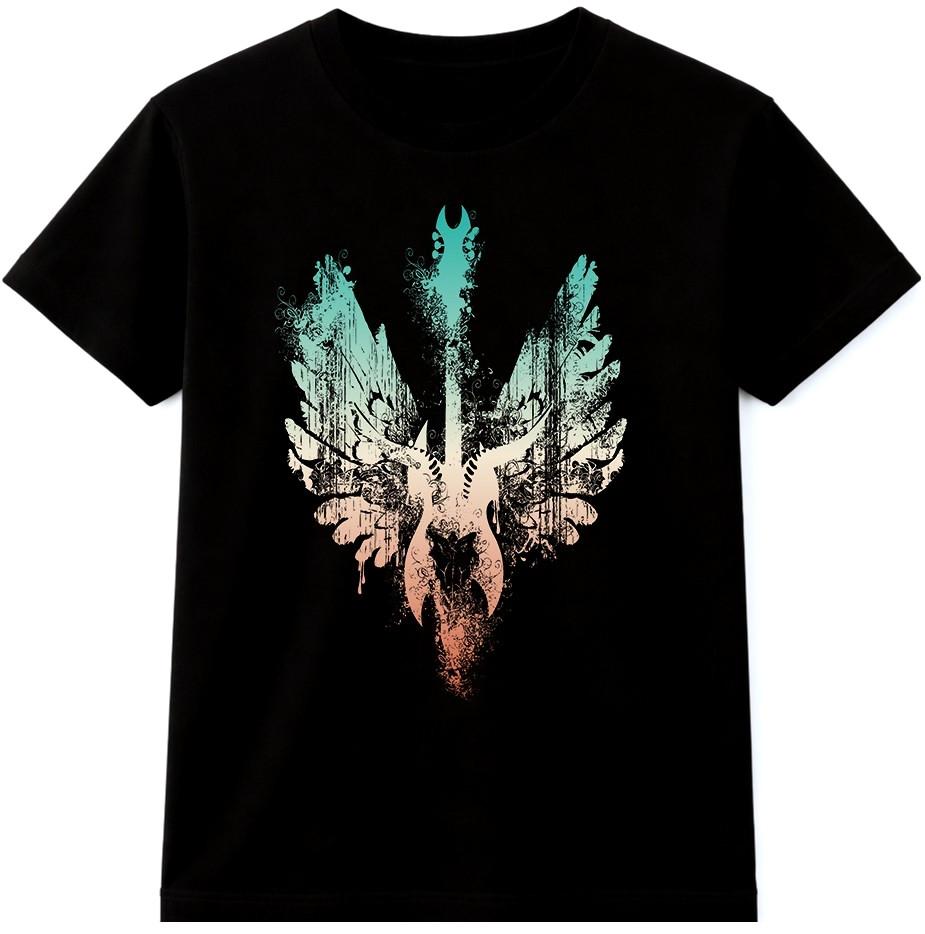 Guitar T-Shirt Rock N Roll Graphic Tee Music Punk Gothic Wings Gift Top S разноцветный