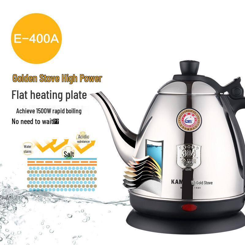 Golden Stove E-400A Electric Kettle, 1.2L Stainless Steel Teapot Tea Set