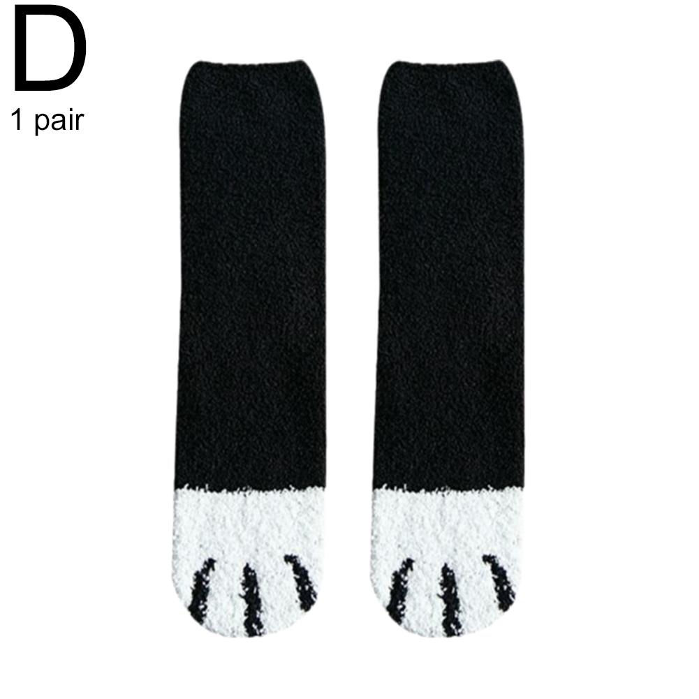 Plush Winter Funny Cute Style Animal Cat Paw Cartoon Pattern Women Cotton Socks Super Soft For Female House Sleeping Floor Sox