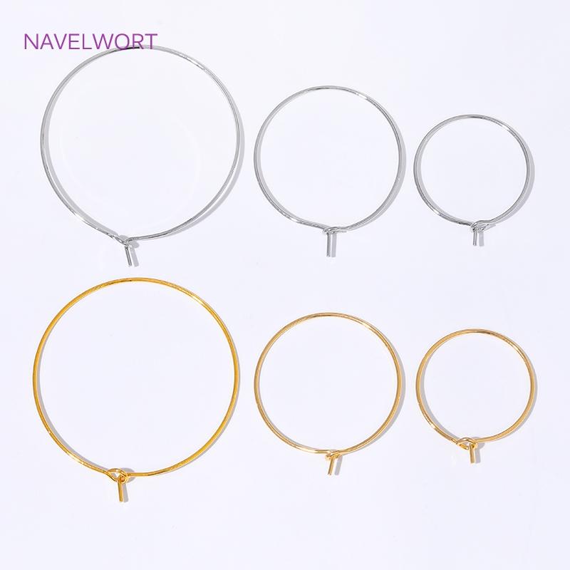 15mm-40mm18K Gold Plated Round Hoop Earrings,For Women Fashion Jewelry,Brass Big Circle Ear Wire Hoops,DIY Jewelry Making Craft