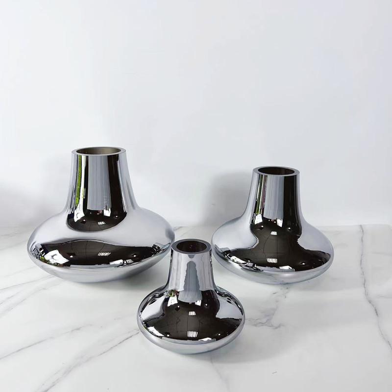 Electroplated Silver Conical Glass Vase, Flower Arrangement, Glass Container, Countertop Vase, Living Room Decoration Ornament