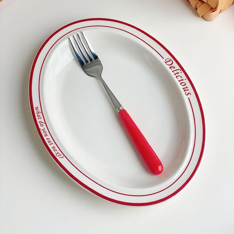 Vintage Simple French Alphabet French Dish Plate Dinner Plate Household Ceramic Breakfast Plate