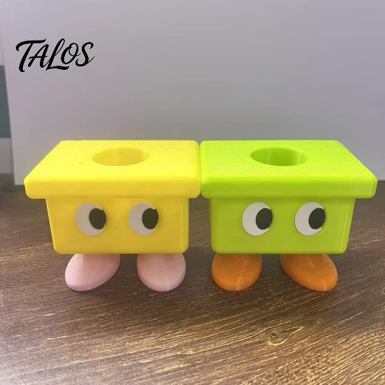 Kids Cartoon Bathroom Ornament 3D Printed Stool Toothbrush Holder, Waterproof Moisture-Proof Cute Small Feet Compact Storage Organizer for Accessories