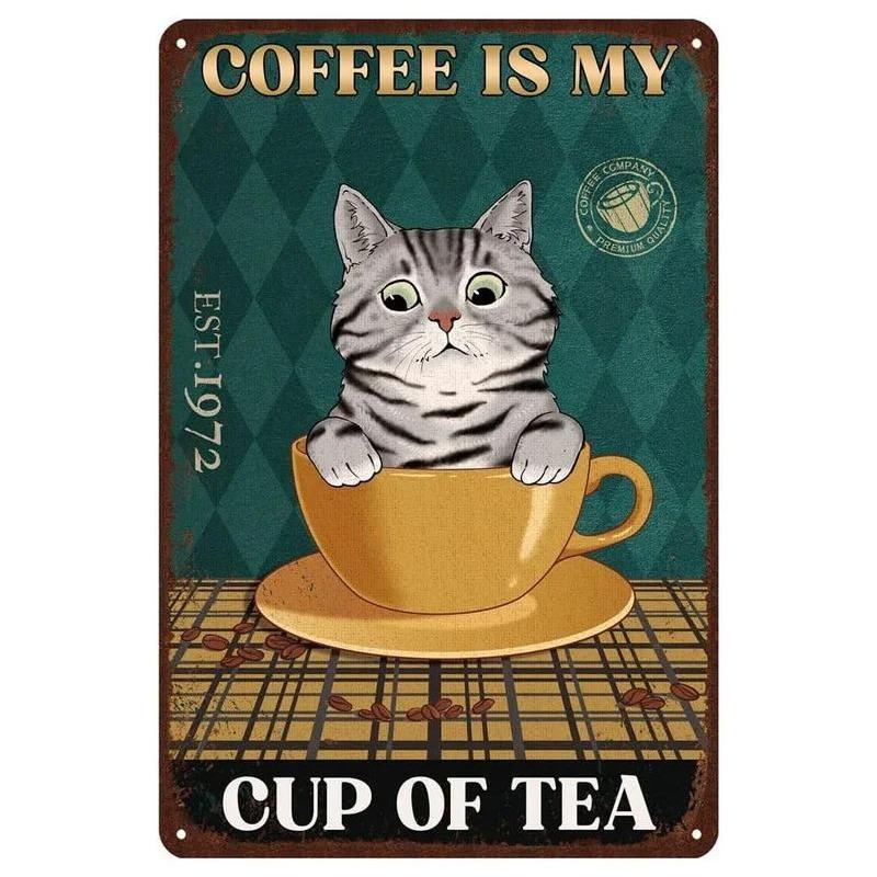 Funny Cat Retro Poster, Aluminum Metal Wall Decor 20x30cm