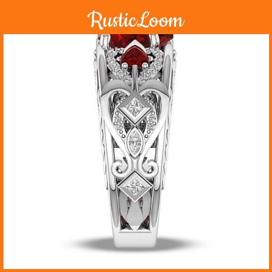 Elegant Women Ladies Rhinestone Princess Heart Shape Jewelry Wedding Ring