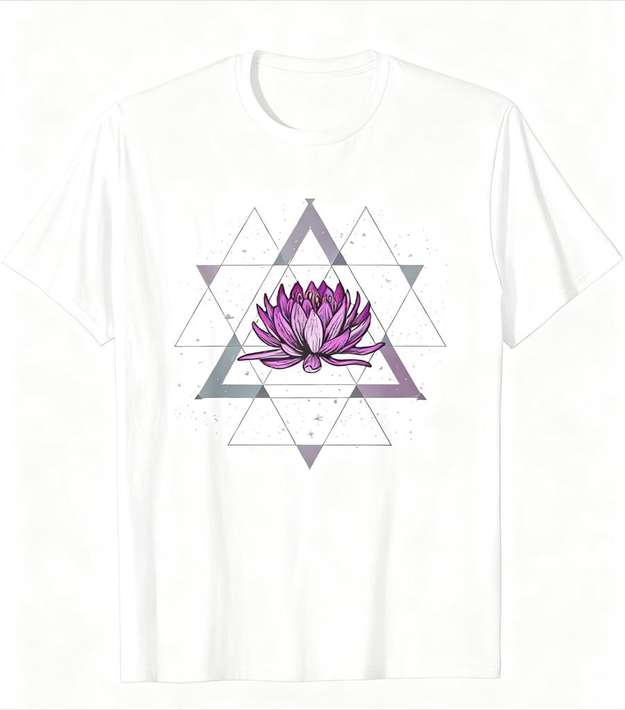 Mystische Lotus Geometrisches T-Shirt Spirituelles Grafik-T-Shirt für Meditation Mystik-Enthusiasten Yoga Meditation Heilig Unisex-T-Shirt