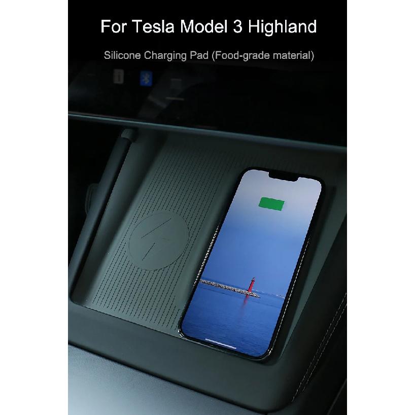 For Tesla Model Y Juniper Wireless Charging Silicone Mat Model 3 Highland Wireless Charging Food-grade Silicone Anti-slip Mat
