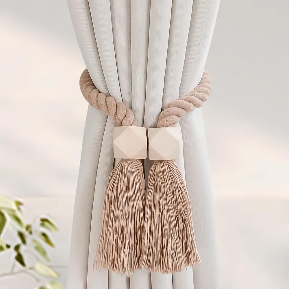 

Elastic Band Curtain Rope Holders Hand-woven Window Curtain Buckles Curtain Tieback Living Room Rotundity кавовий