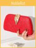 Vintage Pu Evening Clutch With Metal Leaf Cover For Formal Occasions