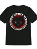 Casual Black T-shirt with White Cat Eye & "Pixies Made You Feel So Low" Graphic Print - Round Neck