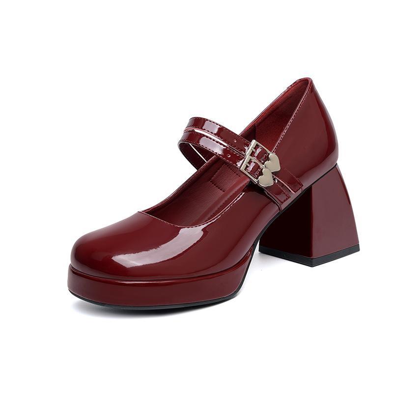 Echt Leer Hoge Hakken 7CM Temperament High-end en High-end Zonder Vermoeide Voeten Franse Mary Jane Damesschoenen Strik Lolita met Rok 35 black