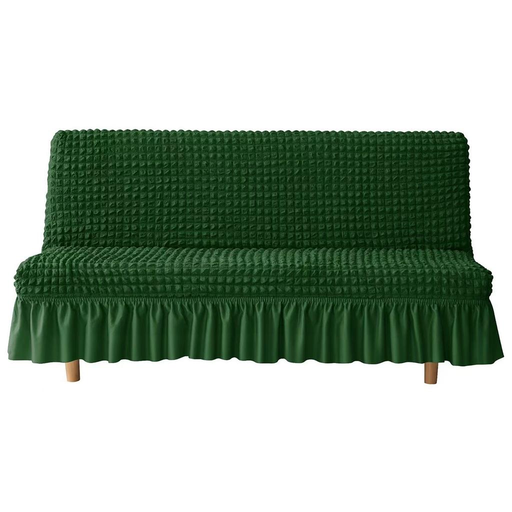 Elastic armless folding lazy sofa bed cover with skirt hem, machine washable and protective furniture, elastic bottom sofa cover
