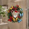 Seasonal Home Decoration Christmas Wreath Window Sticker, Stained Glass Style, Removable Santa Butterfly Candy Storefront Display Cane Decal,