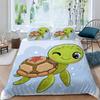 Cute Turtle Children's Bed Cartoon Animal Soft Microfiber Duvet Cover with Zipper Boy and Girl Bedding Set Adult Bedding