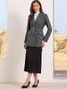 Allegra K Women's Work Blazer, Business, Long Sleeve, Collared, Dressy, Casual, Belted, Dark Gray, Size M