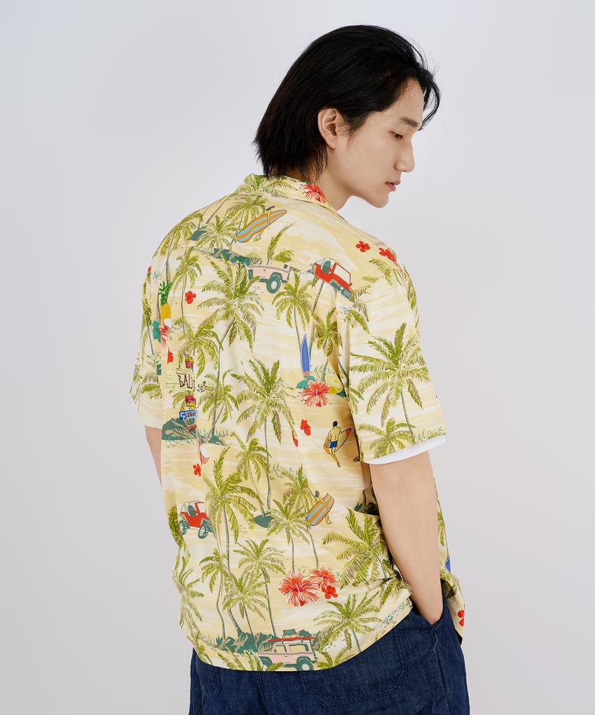 LXT Open Collar Cooling Hawaiian Shirt [Yellow Beach]