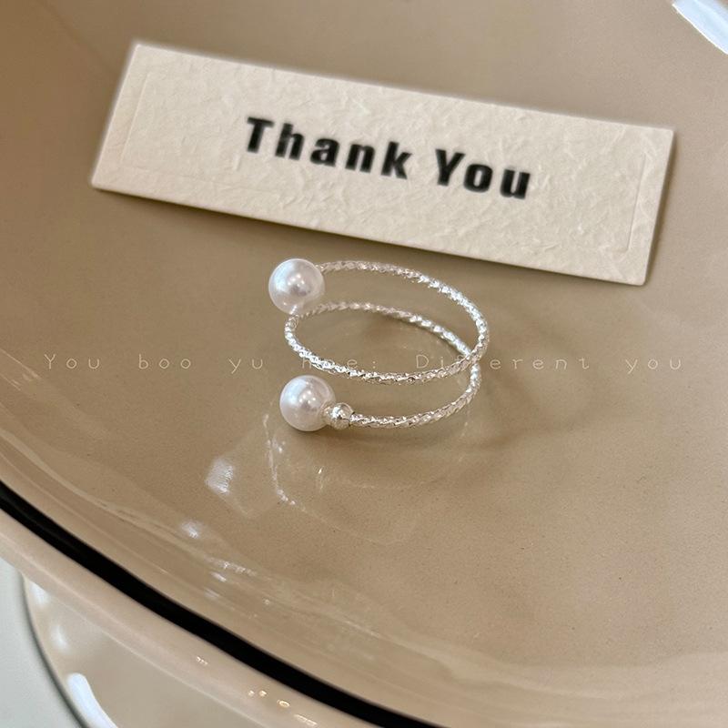 French Temperament Butterfly Pearl Bow Open Ring Simple Trend Index Finger Ring Jewelry Women