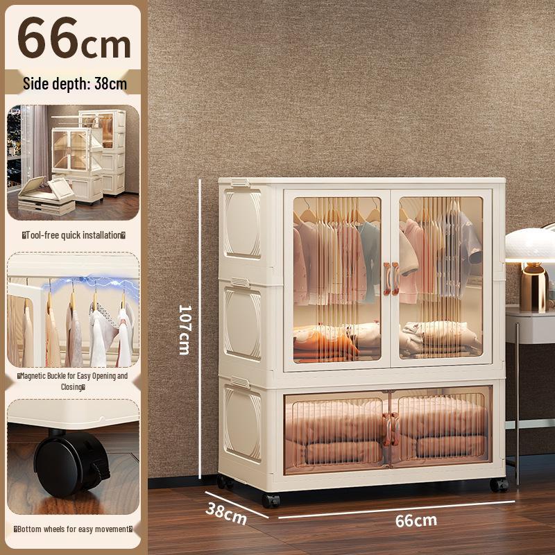 Foldable Children's Wardrobe: No-Assembly Storage Cabinet & Organizer Box for Baby's Room