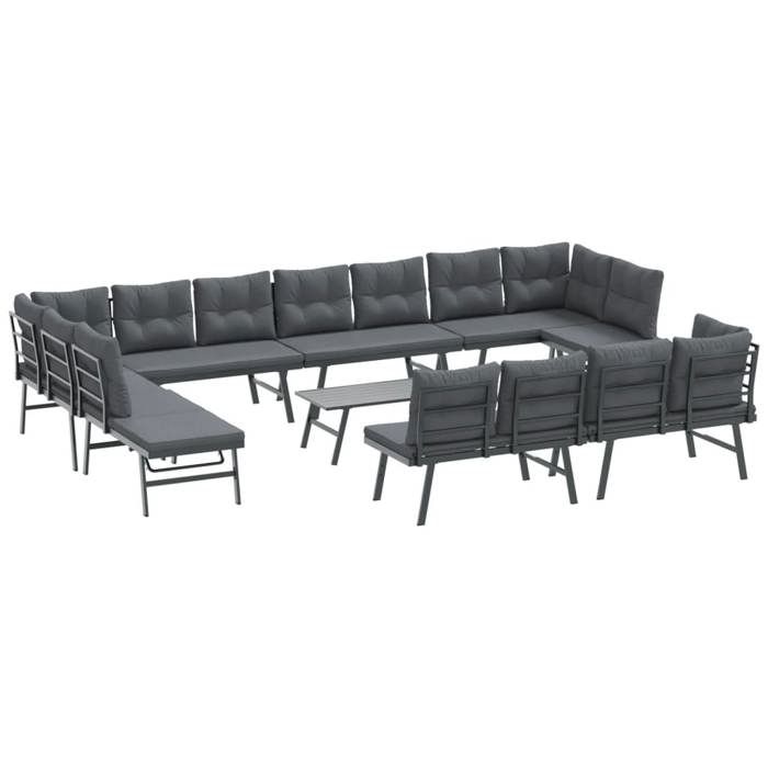 VidaXL Garden Bench Set with Cushions 9 Pcs Black, Outdoor Furniture Set, Picnic Set of 3283736