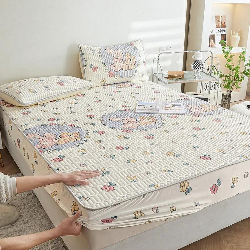 Summer New Thickened Latex Fitted Sheet Non-Slip Protective Bedspread Air Conditioner Three-Piece Set of Summer Sleeping Mat