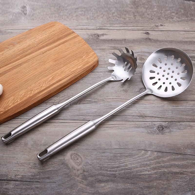 316 Stainless Steel Kitchen Utensil Set, 6 Pcs Cooking Tools Including Wok Spatula & Skimmer for Home Restaurant Use