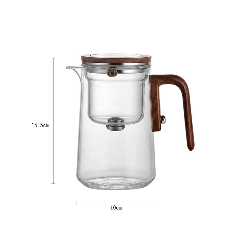 High-grade Home Tea Pot One Click Tea Water Separation Stainless Steel Tea Strainer Glass Teapot Filter Kettle For Office