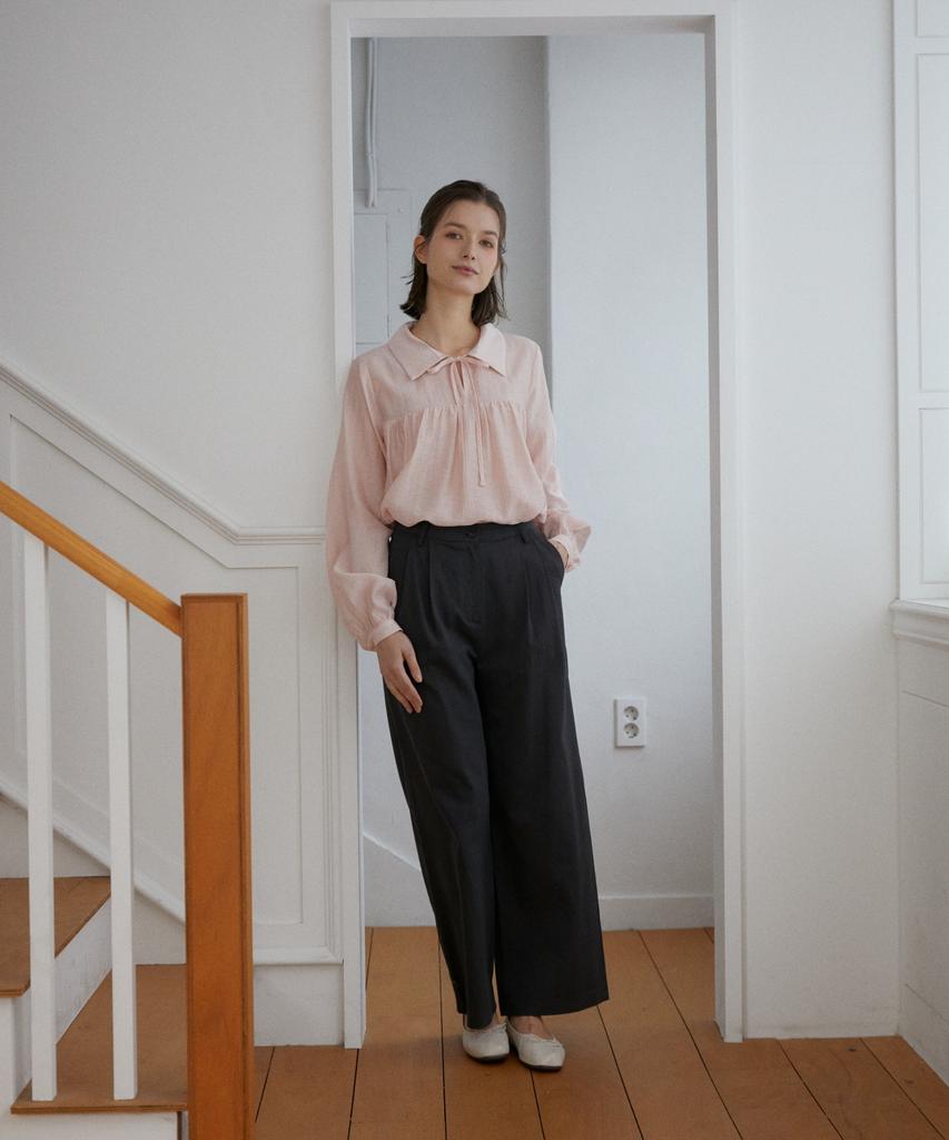 WIOE Sally Ribbon Blouse_Pink