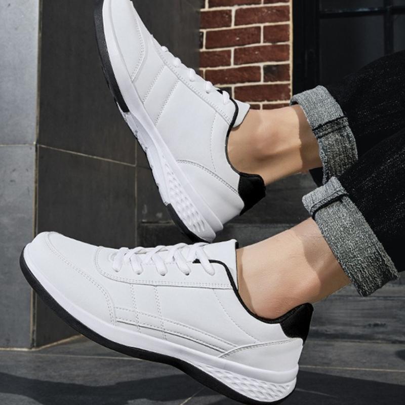 Modne Męskie PU Skórzane Casualowe Sneakersy Elastyczne Buty na Deskę Treningowe Buty Sportowe Lekkie Trenerki Duży Rozmiar 39-48